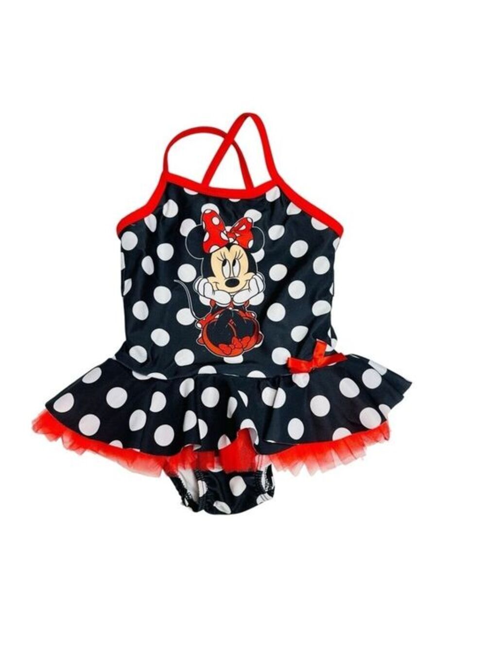 Disney Minnie‎ Mouse Polka Dot Swimsuit Skirted One-Piece Girls Size 3T